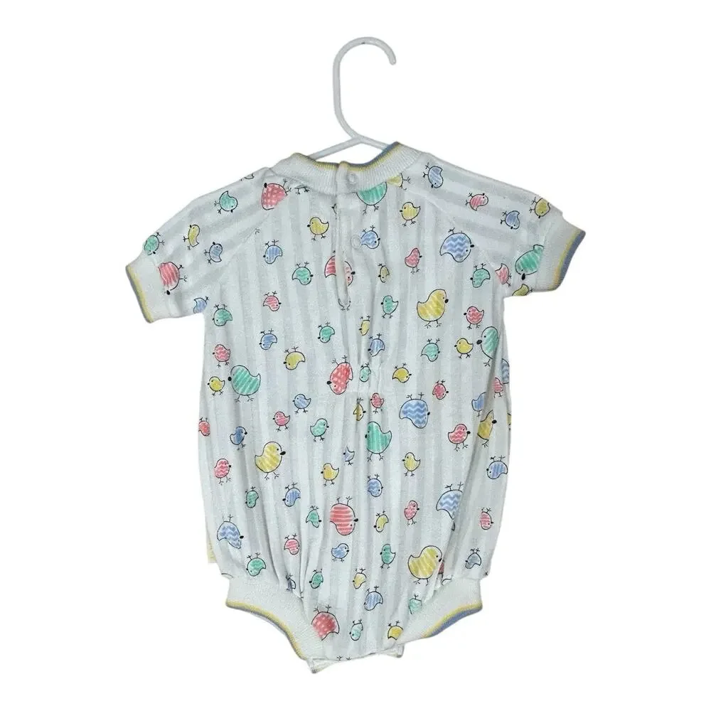 Vintage Health-Tex Baby Romper Bodysuit Click Click Chicken Chicks Sz 3-6 Months